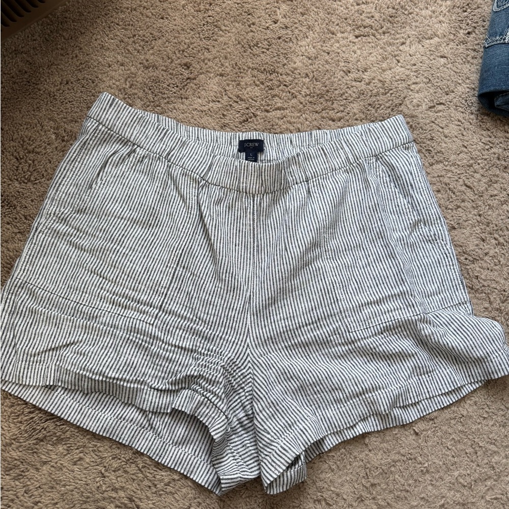 J. Crew High Waist Striped Black and White Shorts